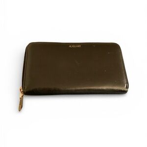 AUXILIARY Black Leather Zippy Wallet